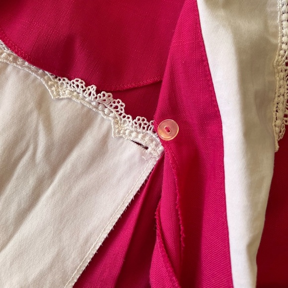 Vintage 80s 90s Hot Pink Blazer with Lace Collar - Picture 9 of 15